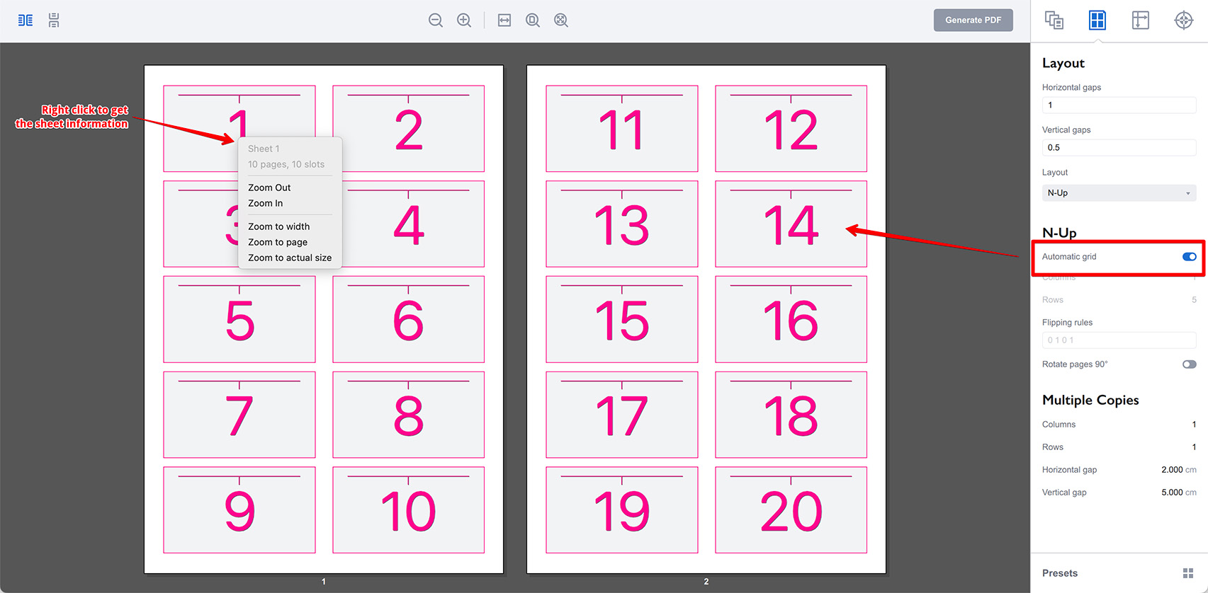 Automatic n-up layout in Imposition Wizard