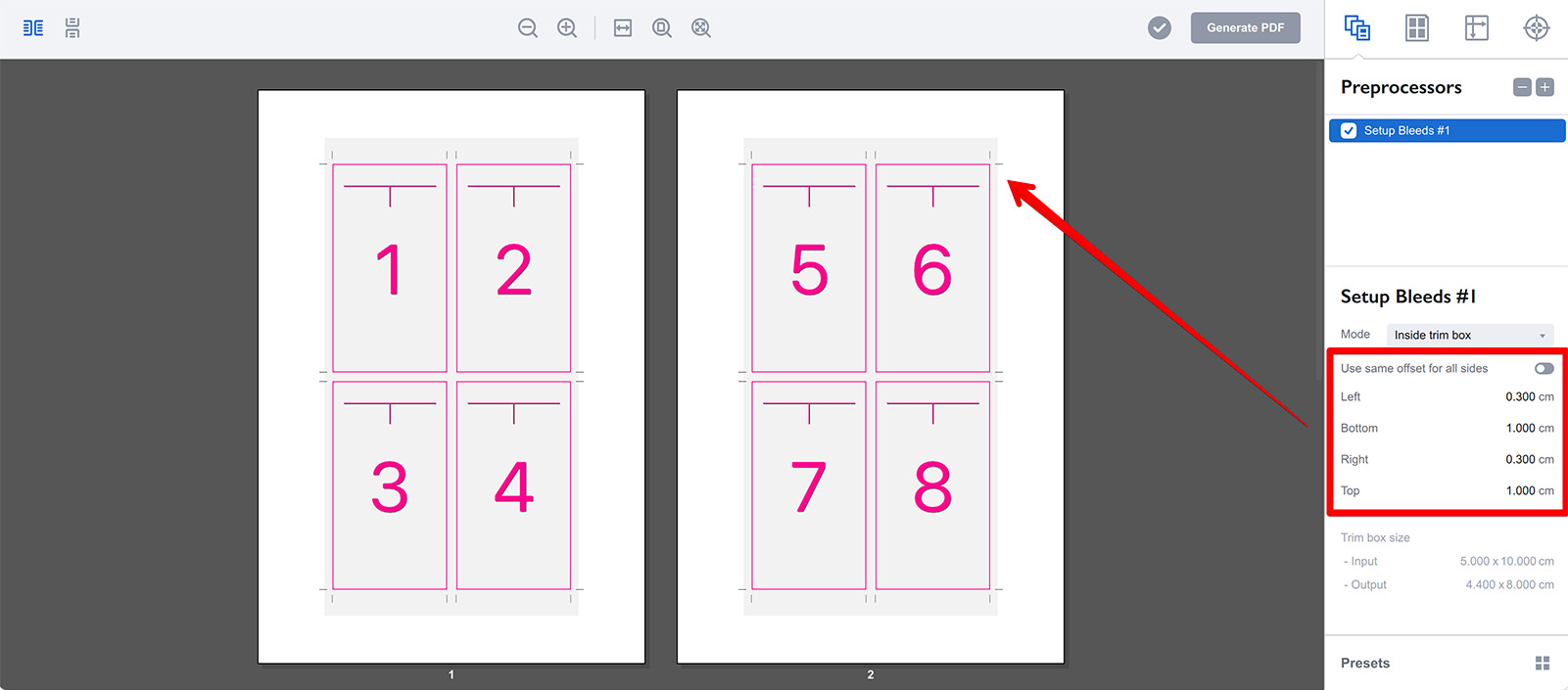 Use custom bleeds for each side