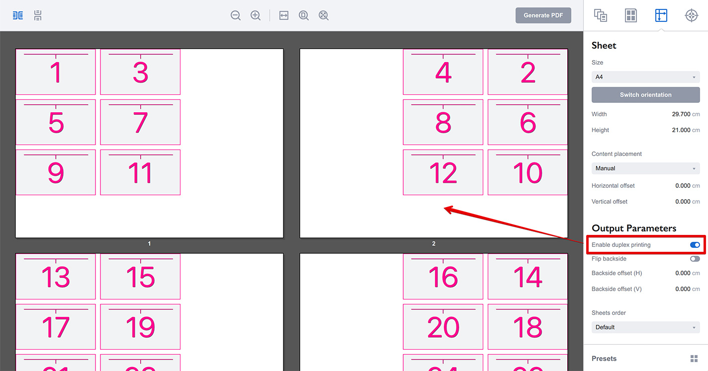 Duplex printing in Imposition Wizard