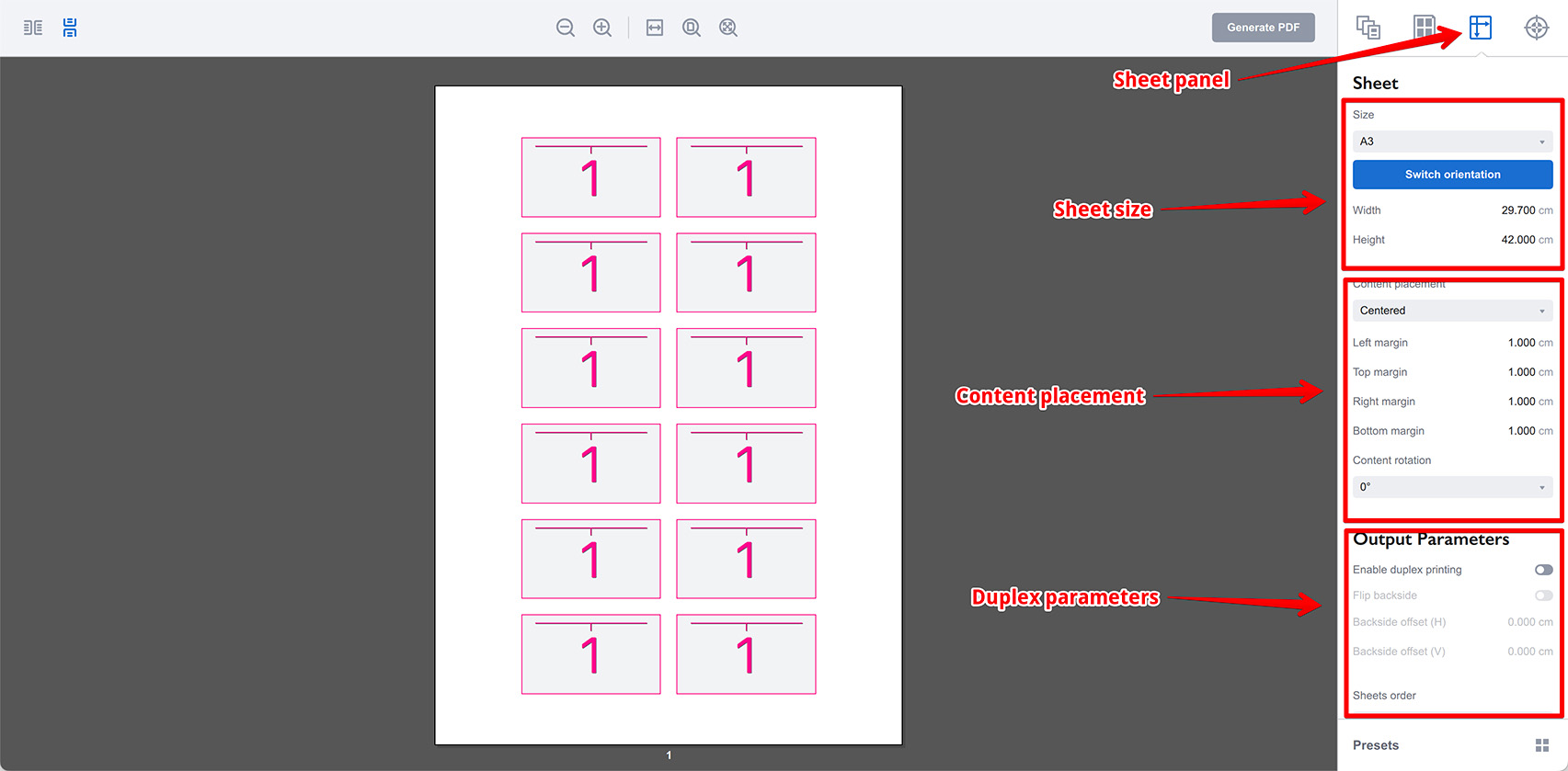 Sheet panel in Imposition Wizard