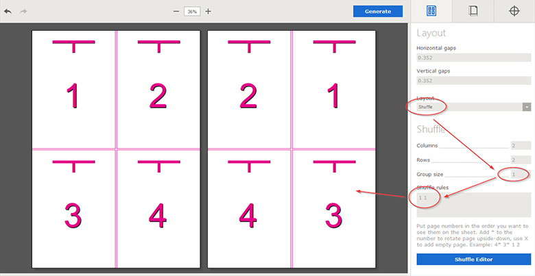 Duplicating pages with shuffle