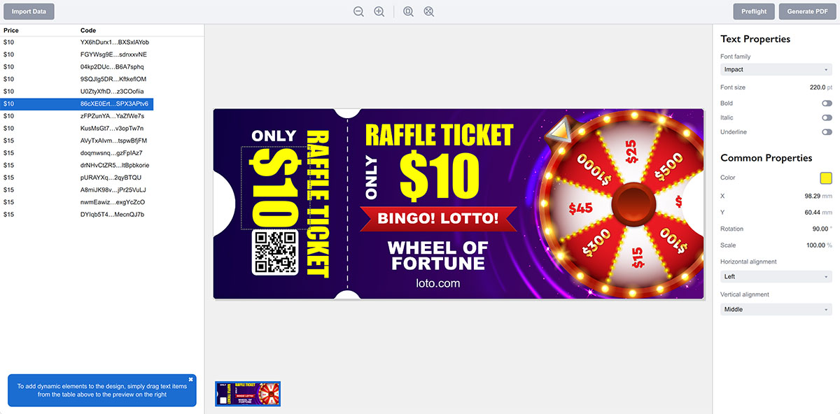 Ticket Wizard — software for filling PDF templates with data